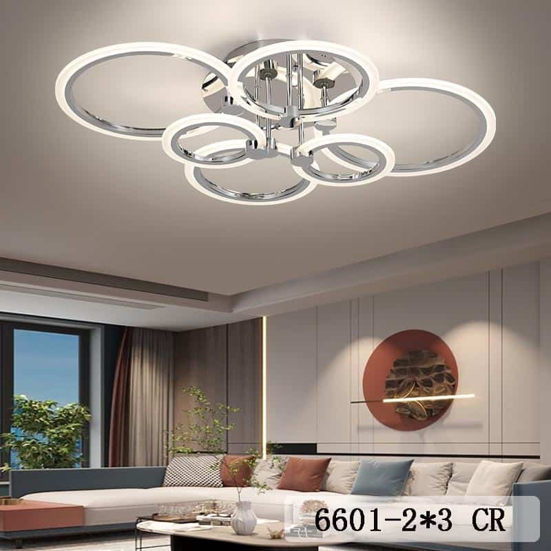 Lustra LED 6 cercuri Crom Jacqueline, Telecomanda
