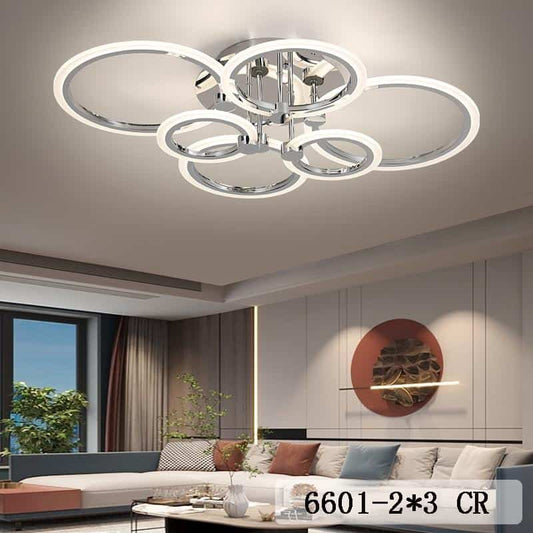 Lustra LED 6 cercuri Crom Jacqueline, Telecomanda