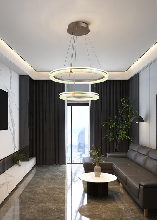 Lustra Suspendata LED Thaddeus D60CM+40CM, Telecomanda, Dimabil