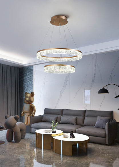 Lustra Suspendata LED Theron 40+60CM, Telecomanda, Dimabil