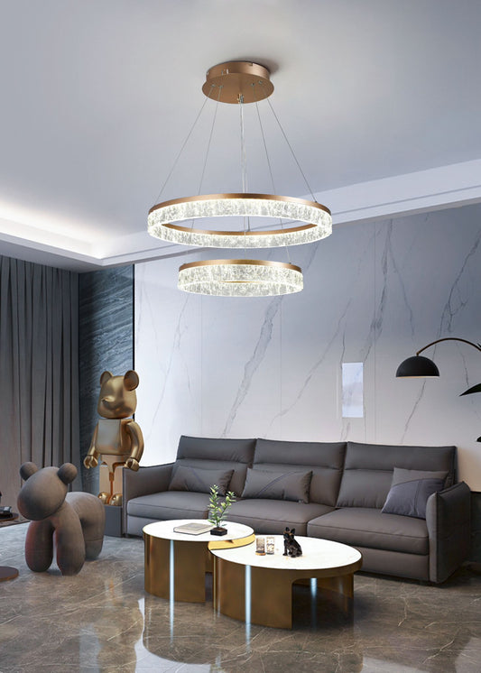 Lustra Suspendata LED Theron 40+60CM, Telecomanda, Dimabil