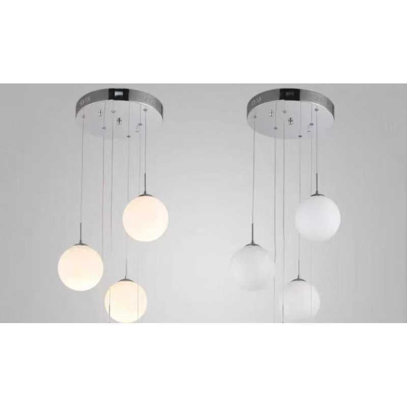 Lustra Globuri Sticla Zephera Alb E27 x 3