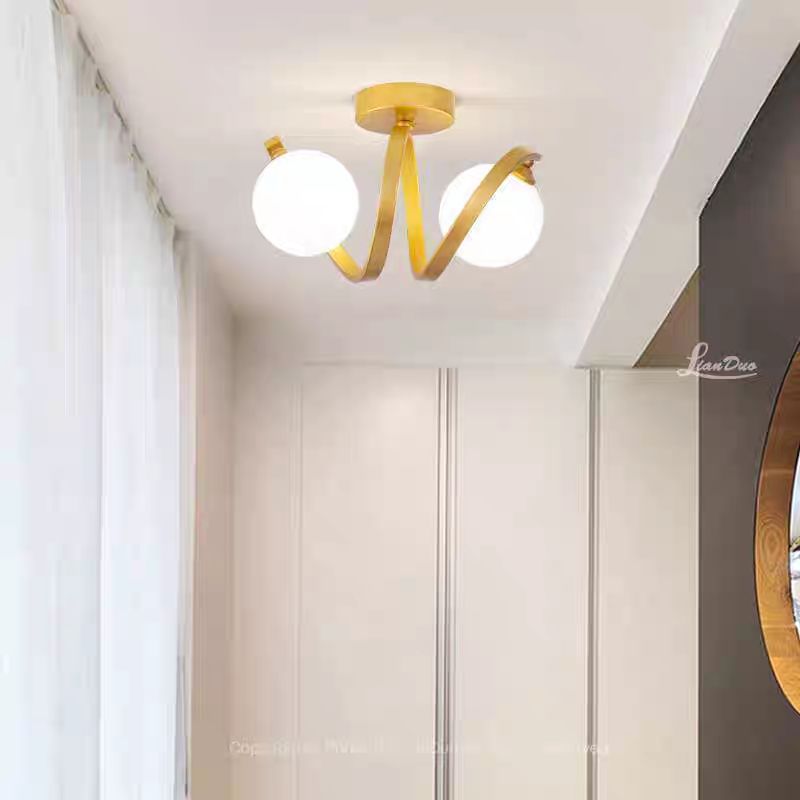 Lustra Aurie Echo 2 Globuri Albe E27