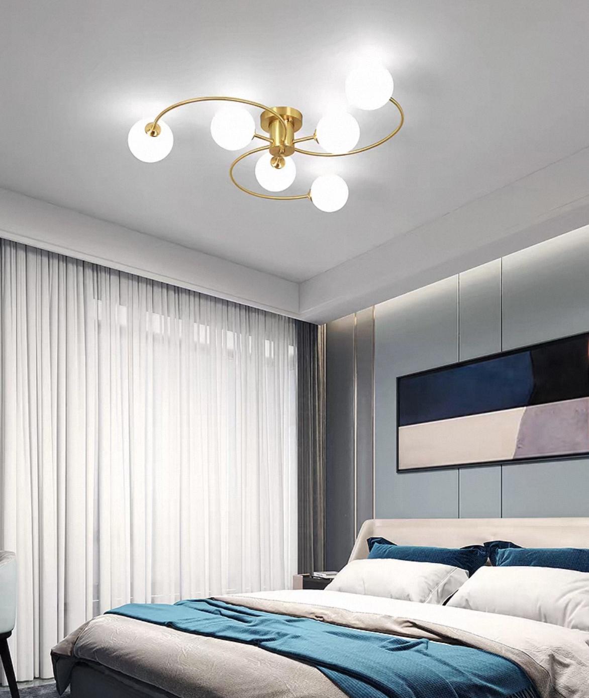 Lustra Aurie Sunniva 6 Globuri Albe D800