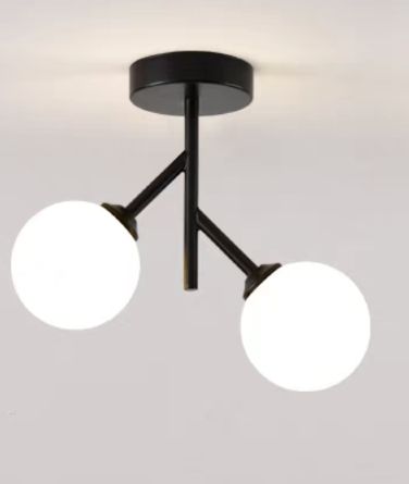 Lustra Neagra Leilani 2 Globuri Albe E27