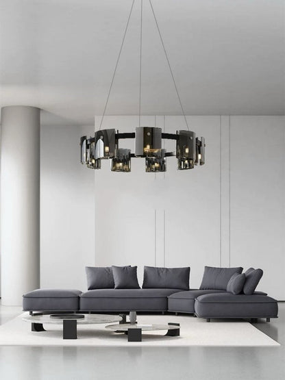 Lustra LED Moderna Gold Black 80 cm Glass G9 X 9