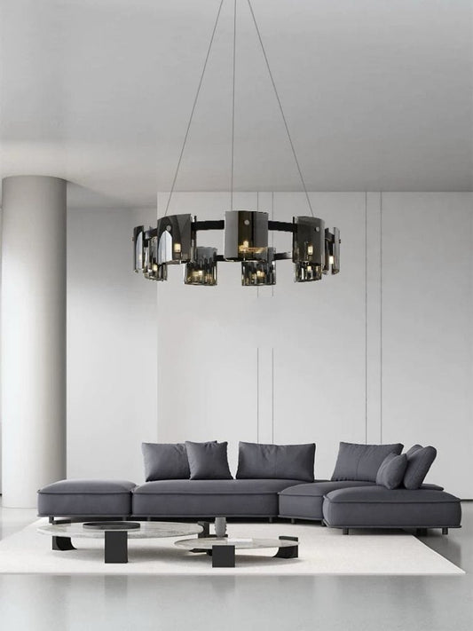 Lustra LED Moderna Gold Black 80 cm Glass G9 X 9