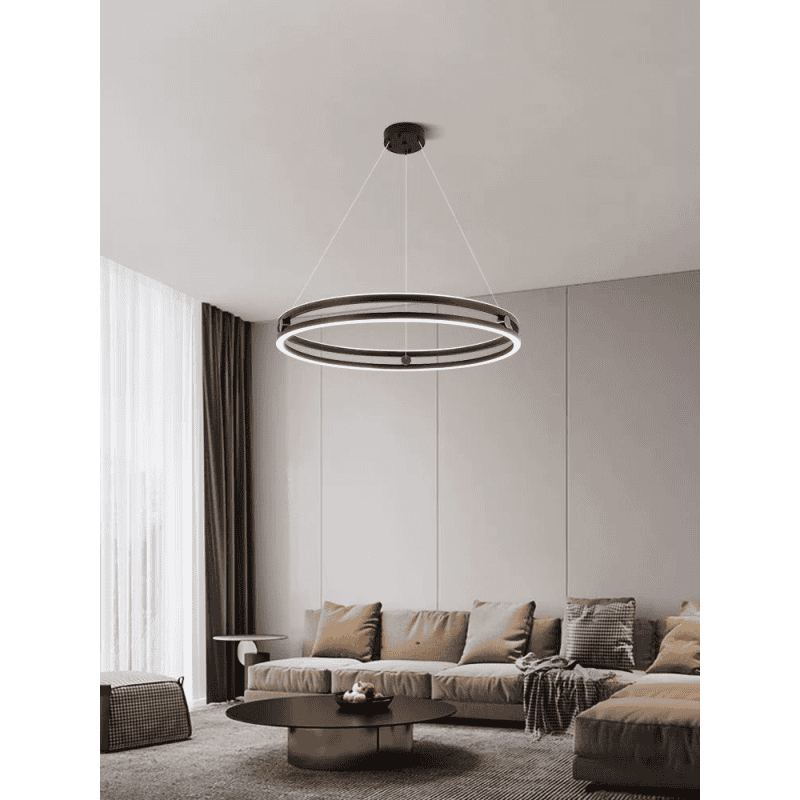 Lustra LED Neagra Fabiola tip Cerc Diametru 40cm, Telecomanda