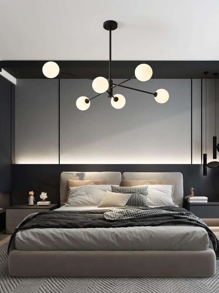 Lustra Neagra Fabiana 6 Globuri Albe 6xE27