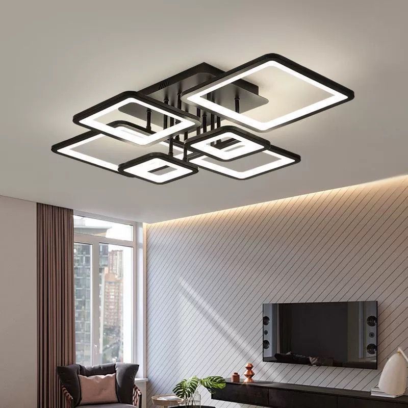 Lustra Neagra Lyraea 6 Patrate D860 90×2W Telecomanda