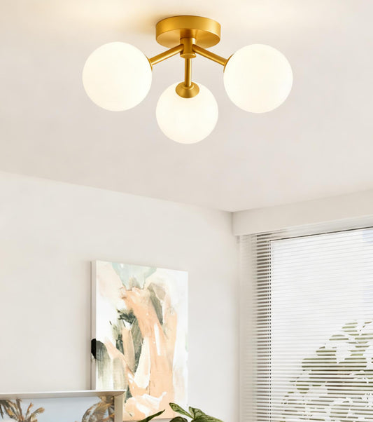 Lustra Aurie Alcyone 3 Globuri Albe E27