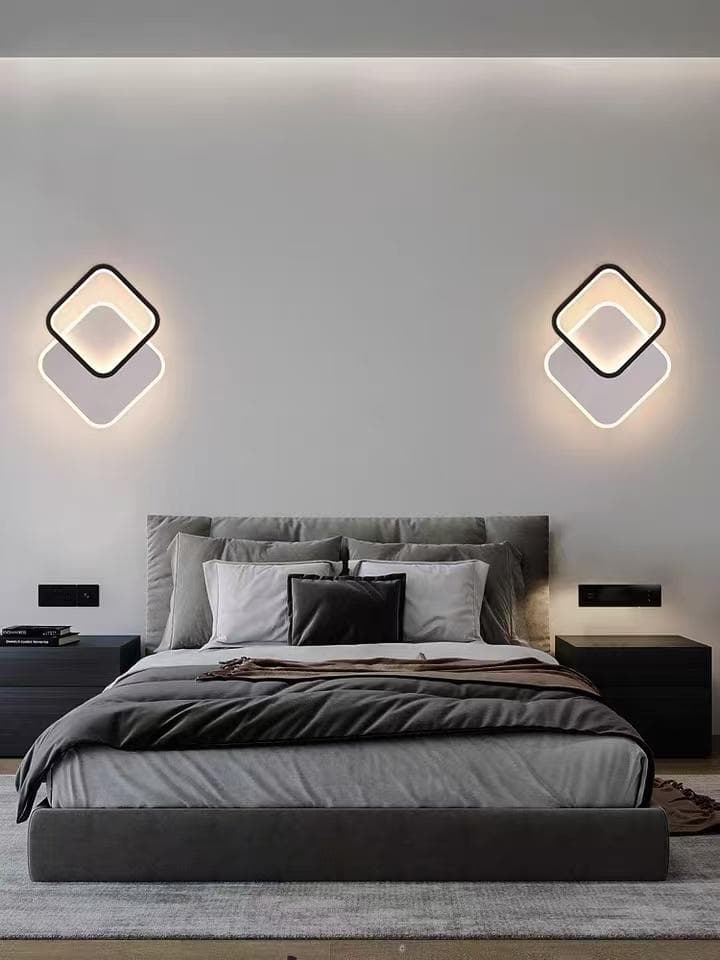 Aplica LED Perete Adalina 12W Alb cu Negru Patrat