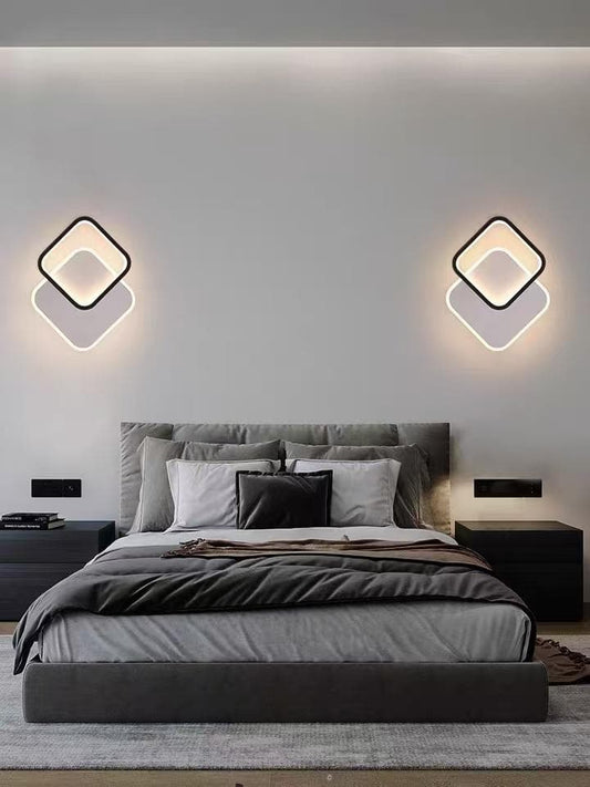 Aplica LED Perete Adalina 12W Alb cu Negru Patrat