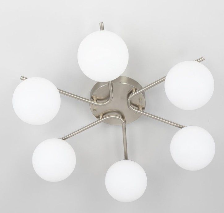 Lustra Argintie Epona 6 Globuri Albe E27