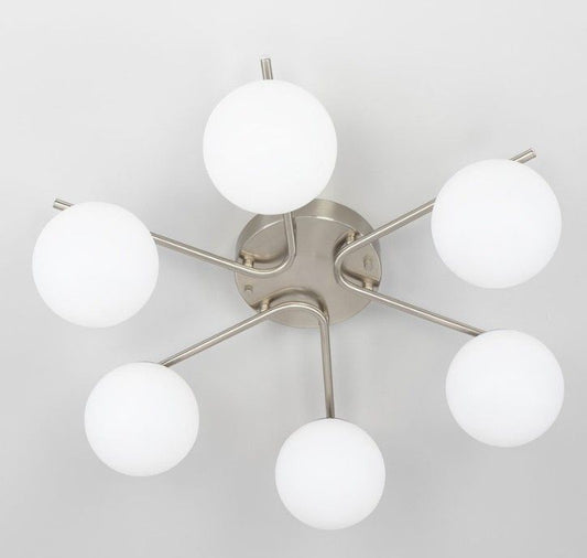 Lustra Argintie Epona 6 Globuri Albe E27