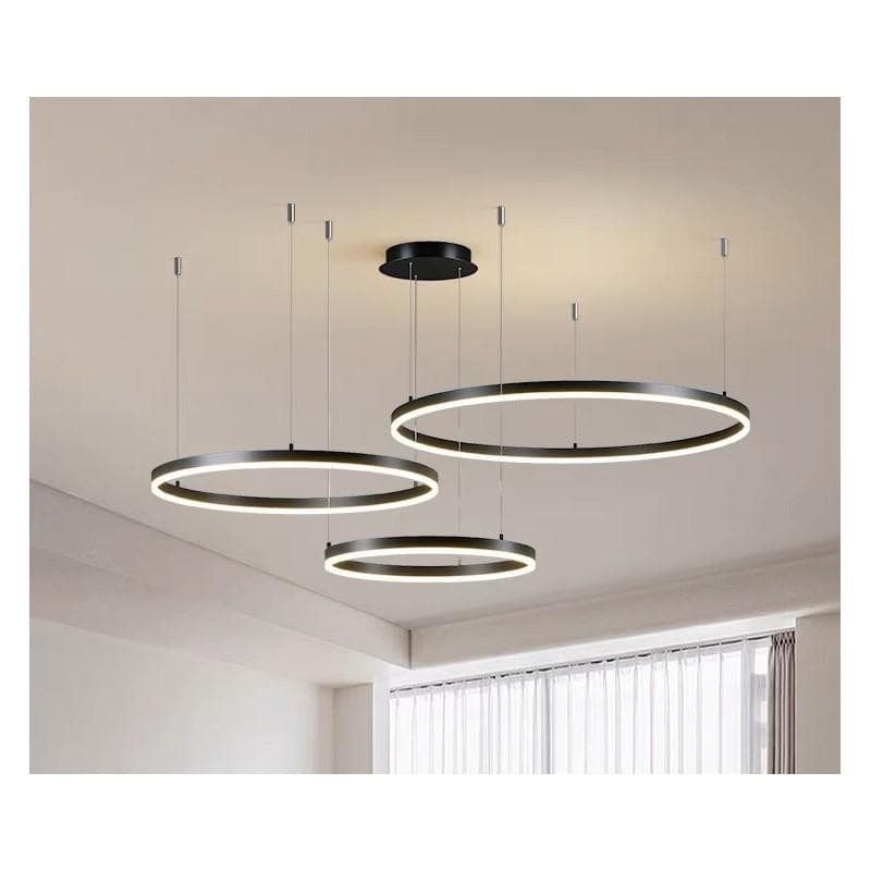 Lustra LED Neagra 3cecuri 60cm+40cm+30cm, Telecomanda