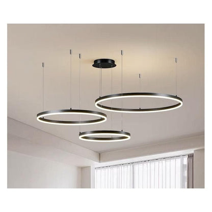 Lustra LED Neagra 3cecuri 60cm+40cm+30cm, Telecomanda
