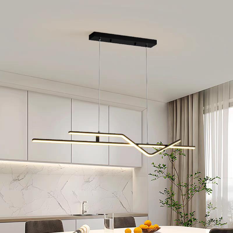 Lustra LED Neagra Lunetta Suspendata 84W