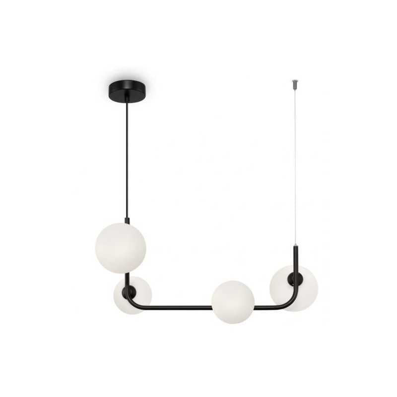Lustra Neagra Iantes cu 4 Globuri Albe Mat E27x4