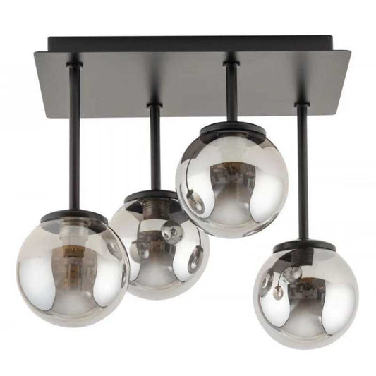 Lustra Neagra Lourdes 4 Globuri Fumurii E27