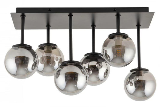 Lustra Neagra Venancia 6 Globuri Fumurii E27