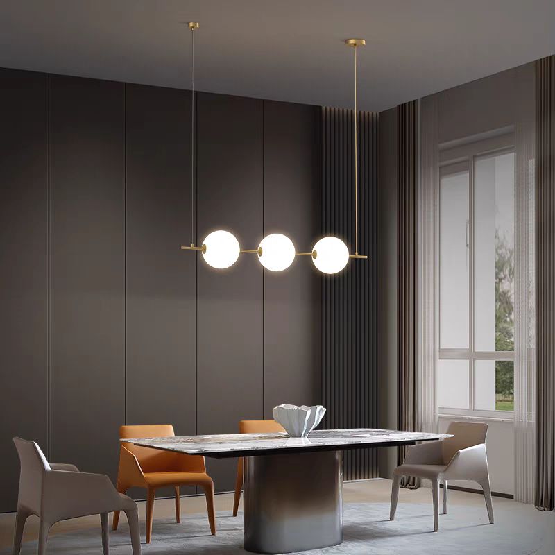 Lustra Aurie Synnove 3 Globuri Albe L1000 48w