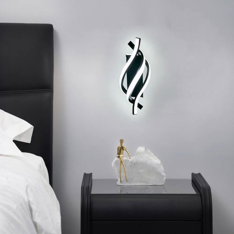 Aplica Led Neagra Perete Spiral, 20W