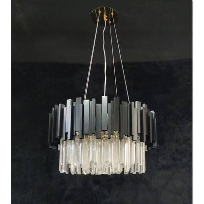 Candelabru de Cristal pe Lanț Negru D500 7xE14, Putere 40W