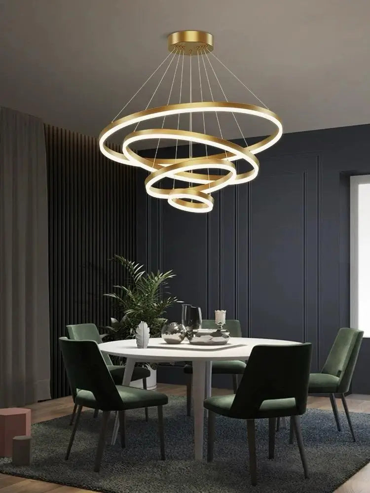 Lustra LED Aurie Fabia, 4 Cercuri, Telecomandă, 288W
