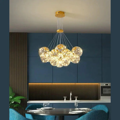 Lustra LED Suspendată Anicia Eleganta cu 13 Globuri, Auriu