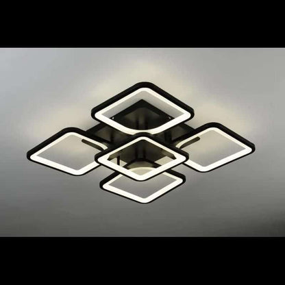 Lustra LED Neagra 5 Patrate, Telecomanda Wifi 2.4G 120W