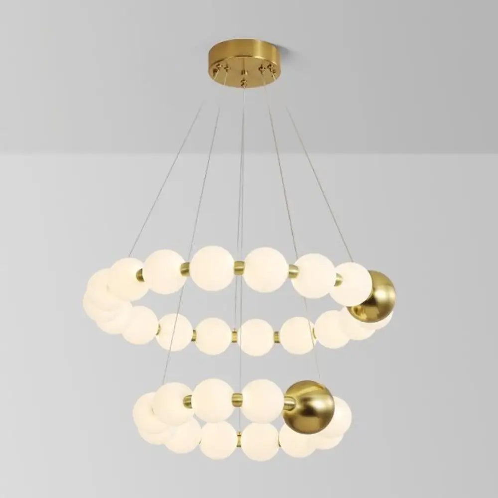 Lustra Calista Eleganta LED cu Globuri Albe Mat, Auriu