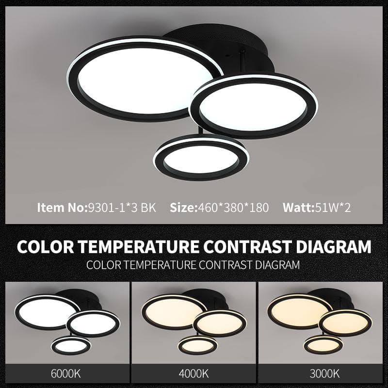 Lustra Neagra LED Bijou 51x2W 3 Zone Lumina, Telecomanda