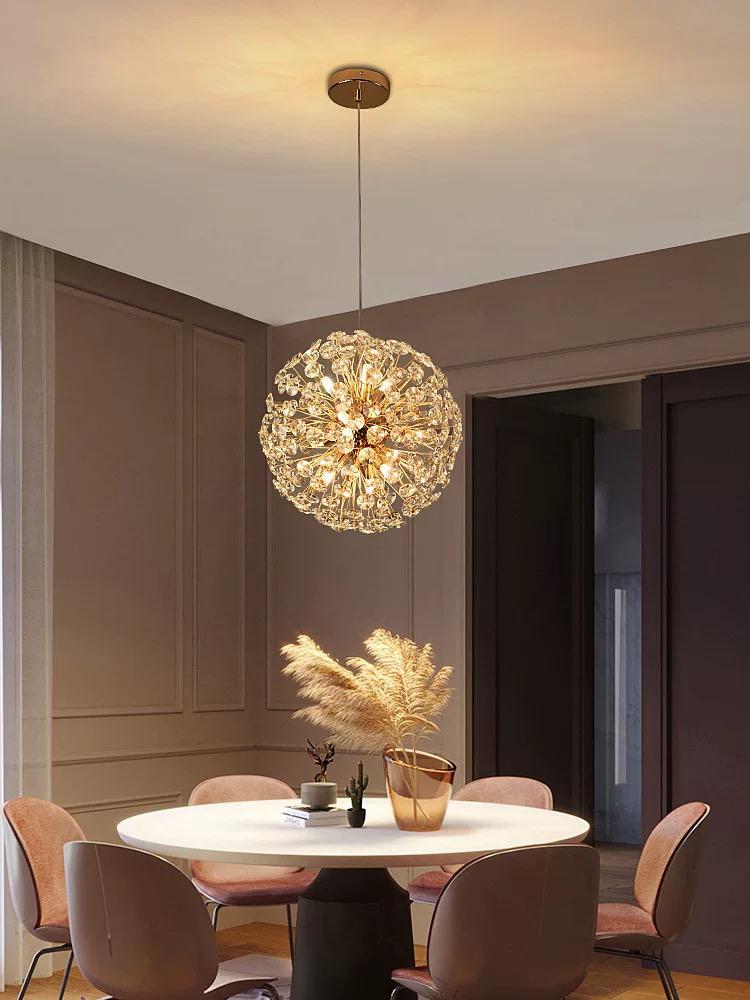 Candelabru Auriu Iverna Glob Cristal D30cm 6xG9