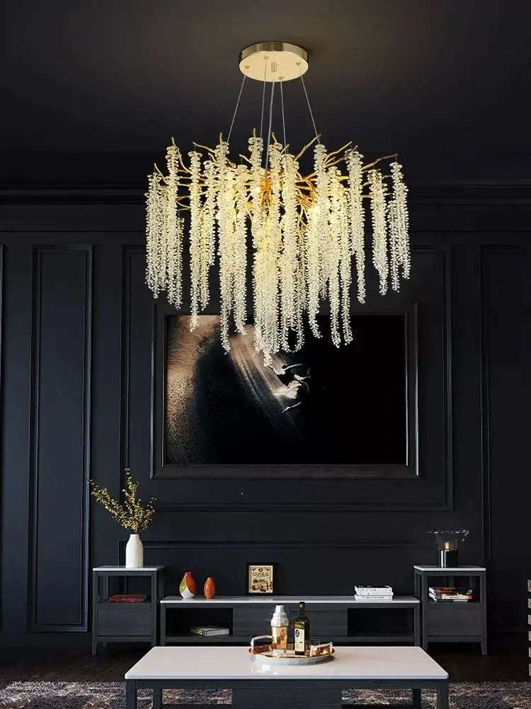 Candelabru Cristal LED Gratia, 60 cm, Auriu
