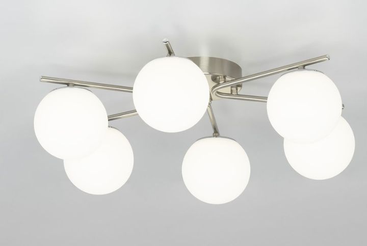 Lustra Argintie Epona 6 Globuri Albe E27