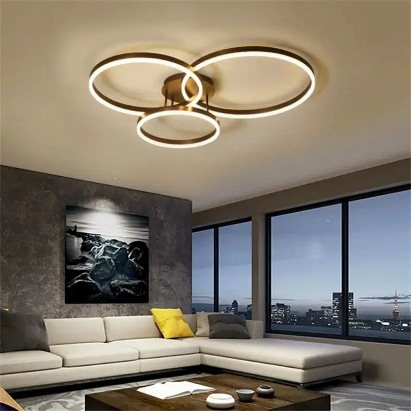 Lustra LED Neagră Hera, 160W, 3 Cercuri 50cm+40cm+30cm