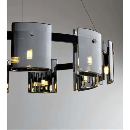 Lustra LED Moderna Eleganta 60 cm Sticla Neagra G9 X 6