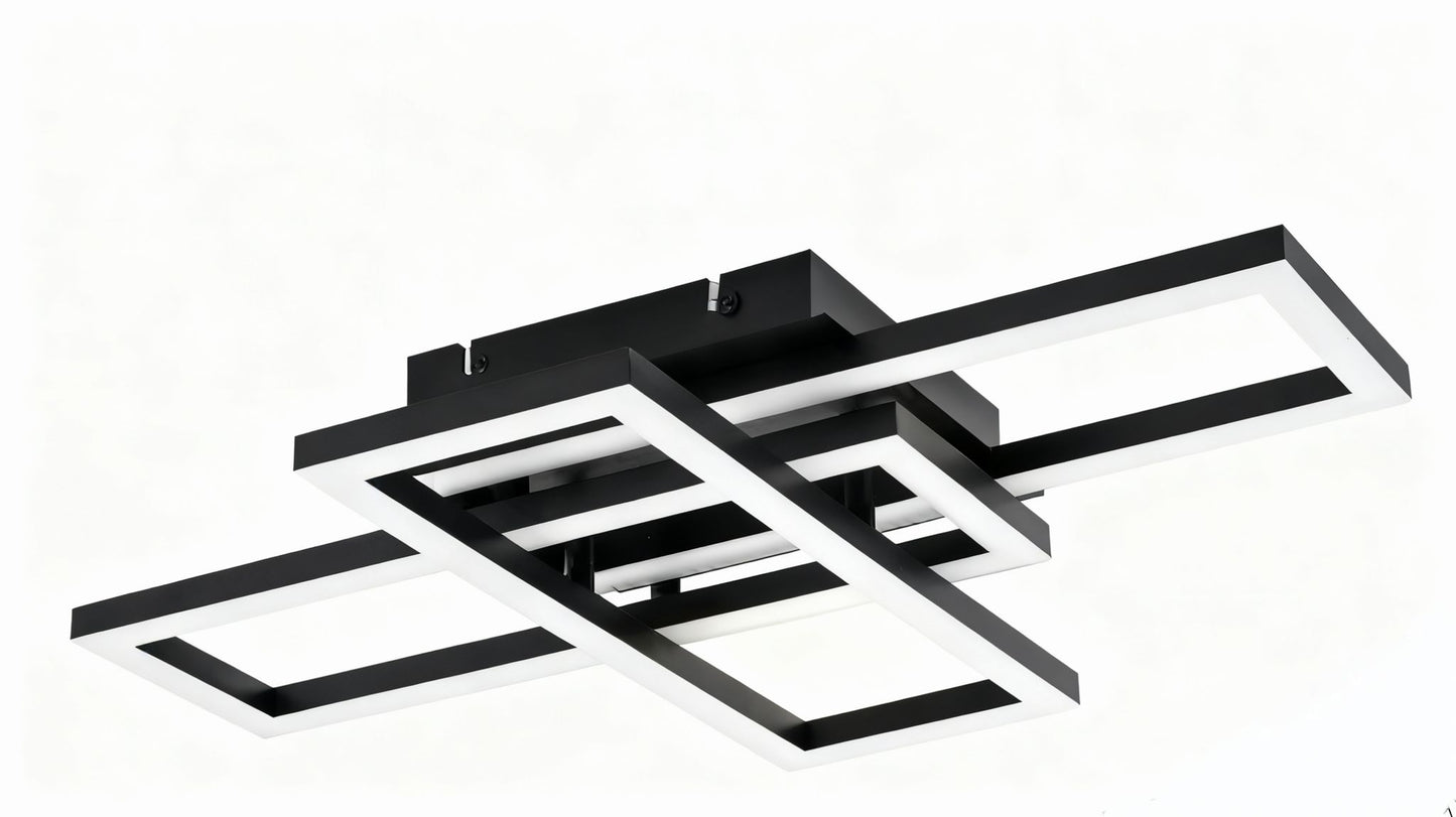 Lustra Led Neagra Norelia 3 Dreptunghiuri 50×2W Telecomanda