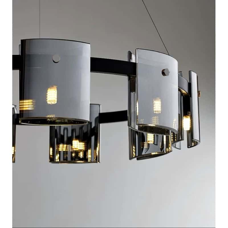 Lustra LED Moderna 60 cm Black Glass G9 X 6
