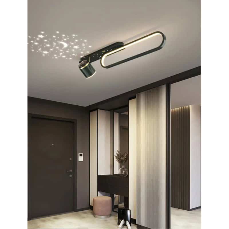 Plafoniera LED Cu Cer Instelat 80cm Negru Moderna 58W