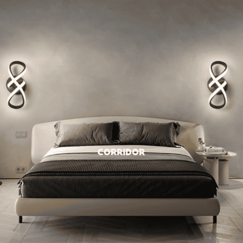 Aplica Led Neagra de Perete Spiral, 3 Functii Lumina