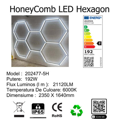 Tavan LED 5 Hexagoane Ysabel 192w 2350×1640mm
