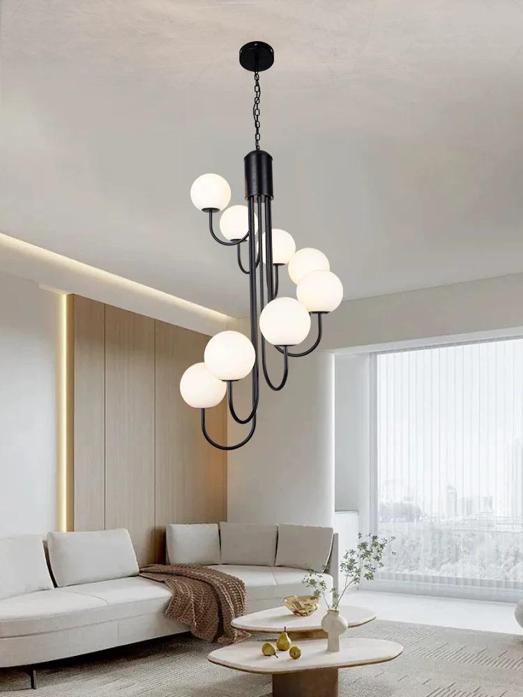Lustra Neagra Ysolith 8 Globuri Albe E27x8