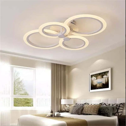 Lustra LED Phoebe White 4 Cercuri 72W Telecomanda