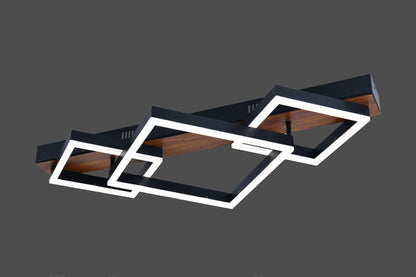 Lustra Led Neagra Mireya L720 3 Patrate 50X2W
