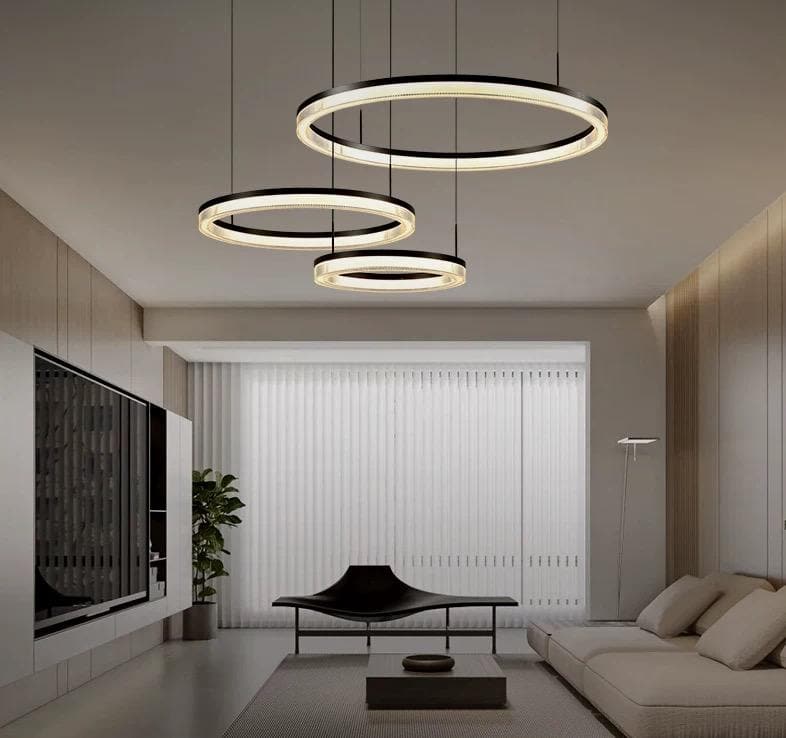 Lustra Suspendata Neagra Brise, 3 Cercuri, 216W