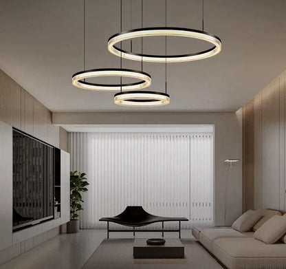 Lustra Suspendata Neagra Brise, 3 Cercuri, 216W