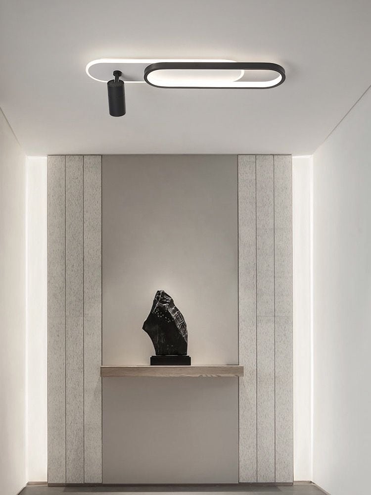 Plafoniera LED Moderna, Alb cu Negru 77W, Echivalent 400W