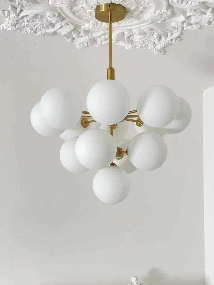Lustra Aurie Eleganta Neoma 13 Globuri Albe G9
